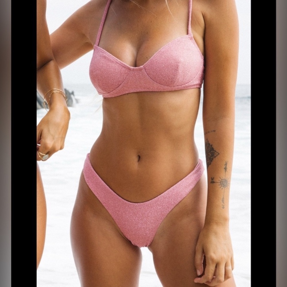 Women’s Pink Sparkle Bikini - Stylish Two-Piece Swim Set